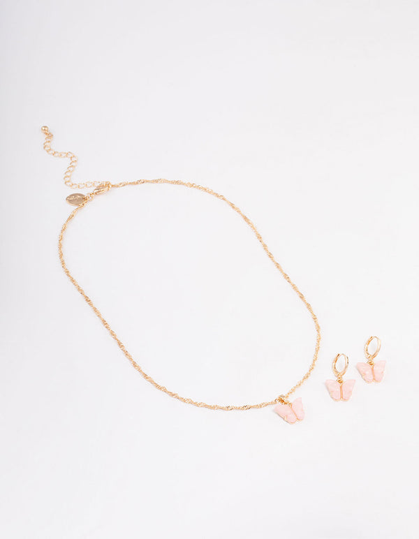 Gold Butterfly Jewellery Set