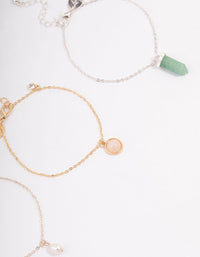 Mixed Metal Round & Shard Freshwater Pearl Bracelet 3-Pack - link has visual effect only