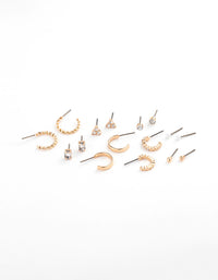 Gold Diamante Baguette Earring 8-Pack - link has visual effect only