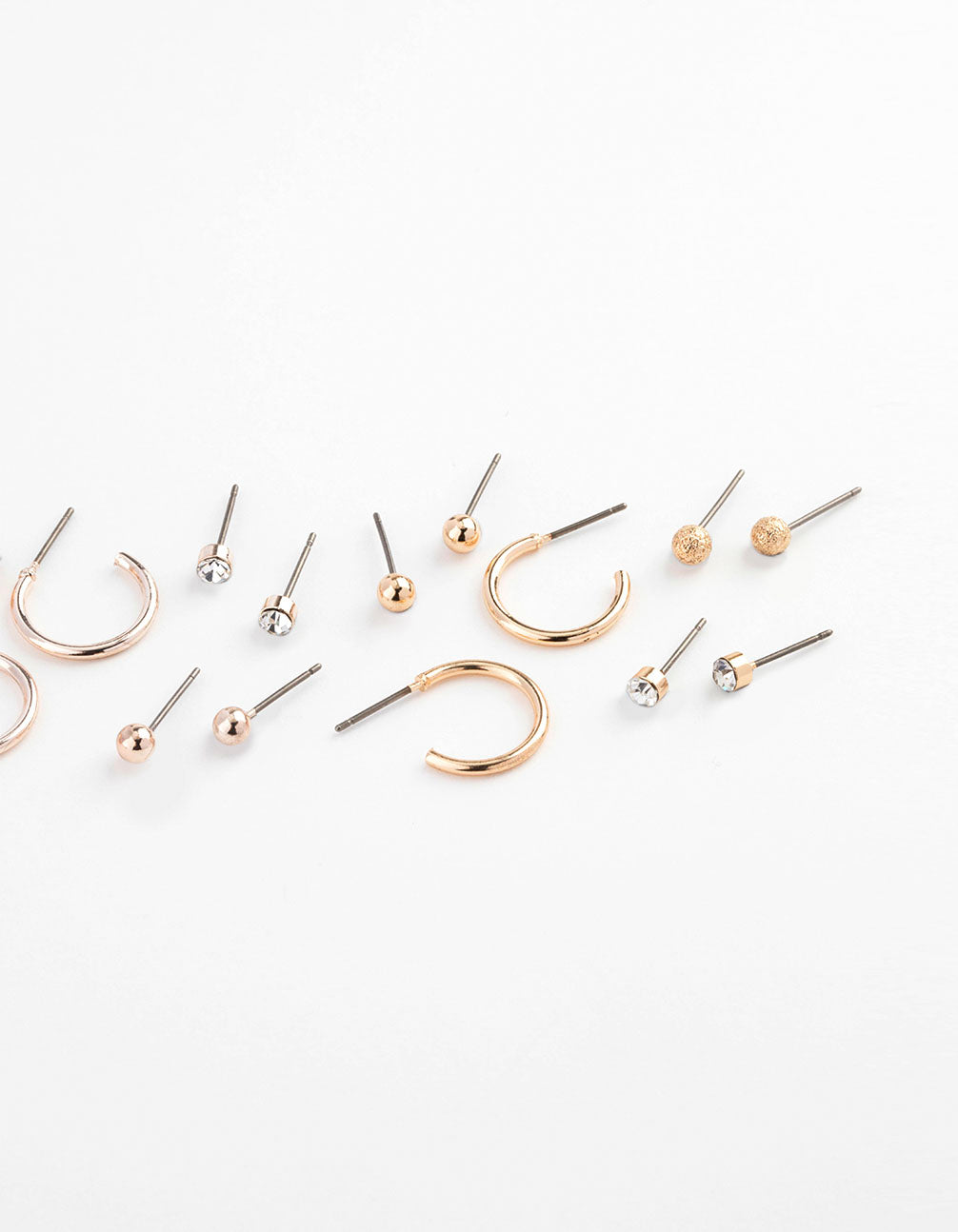 Mixed Metal Sandblast Stud & Hoop Earring 12-Pack