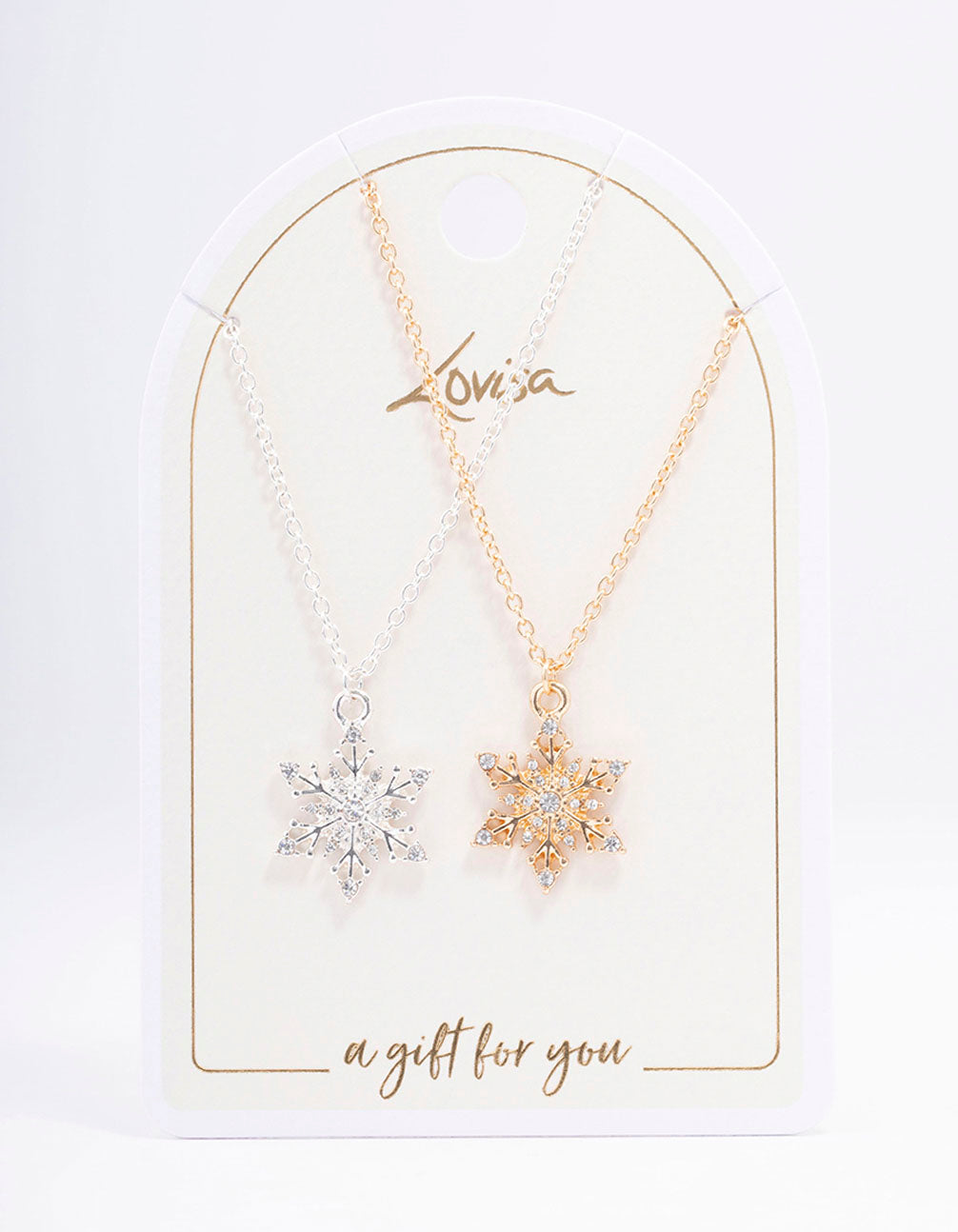 Mixed Metal Diamante Snowflake Necklace Pack