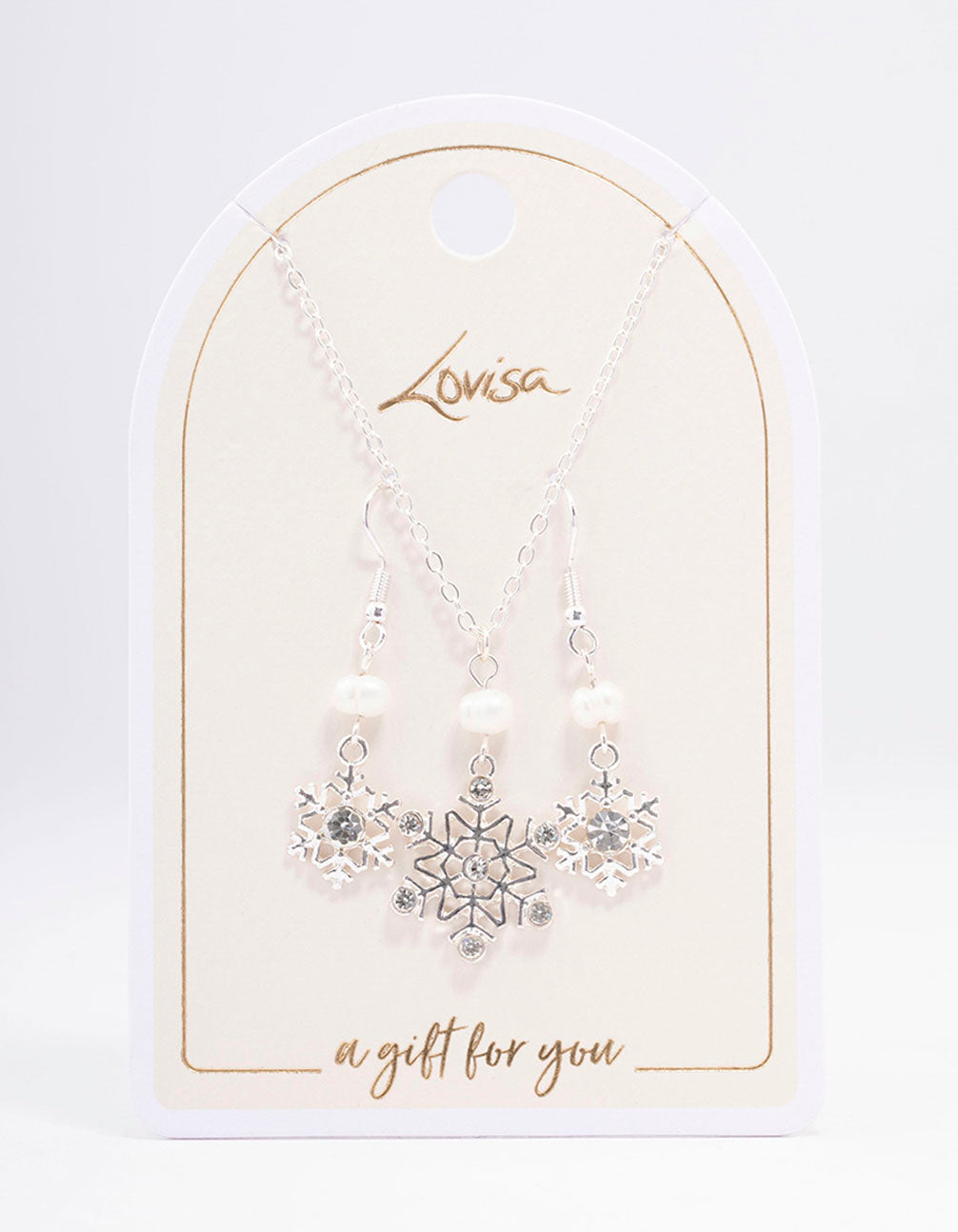 Silver Diamante & Pearl Snowflake Jewellery Set