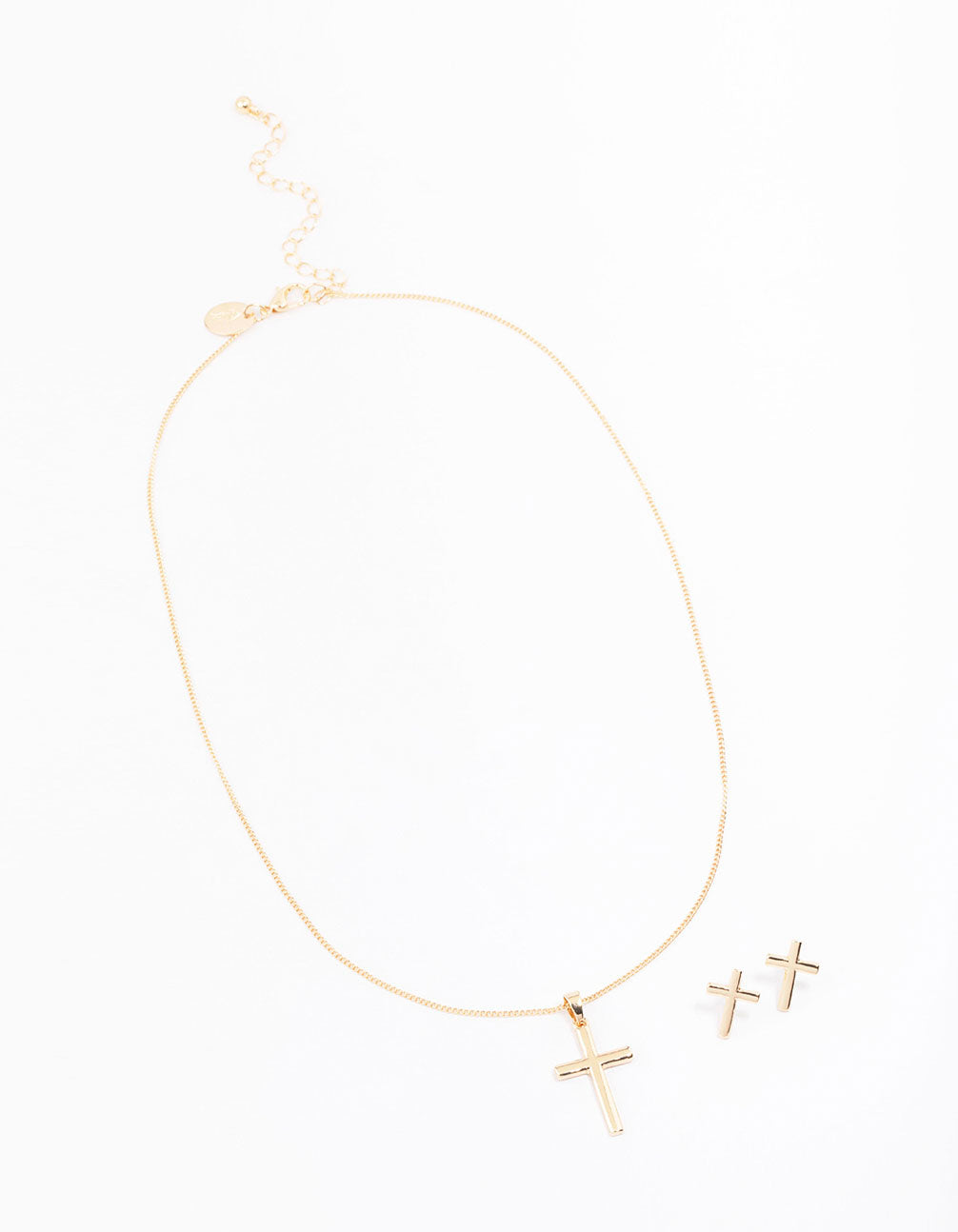 Gold Plain Cross Jewellery Set