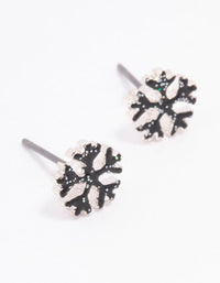 Silver Glitter Snowflake Diamante Stud Earrings - link has visual effect only