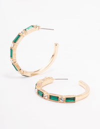Gold Baguette Medium Hoop Earrings - link has visual effect only