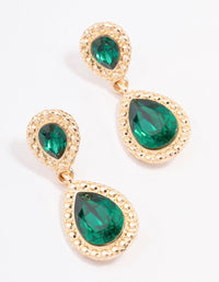 Green Double Pear Stone Drop Earrings - link has visual effect only