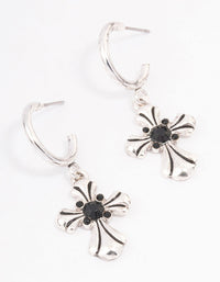 Silver Cross Huggie Earrings - link has visual effect only