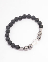 Mixed Metal Cross Wide Beaded Stretch Bracelet - link has visual effect only