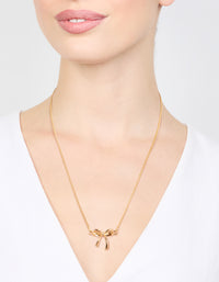 Gold Plain Bow Necklace - link has visual effect only
