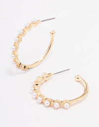 Gold Encased Round Diamante Hoop Earrings - link has visual effect only
