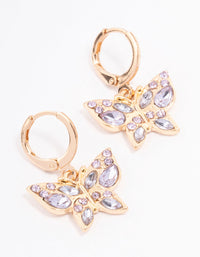 Gold Pave Butterfly Huggie Earrings - link has visual effect only