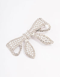 Silver Diamante & Pearl Bow Hair Clip - link has visual effect only