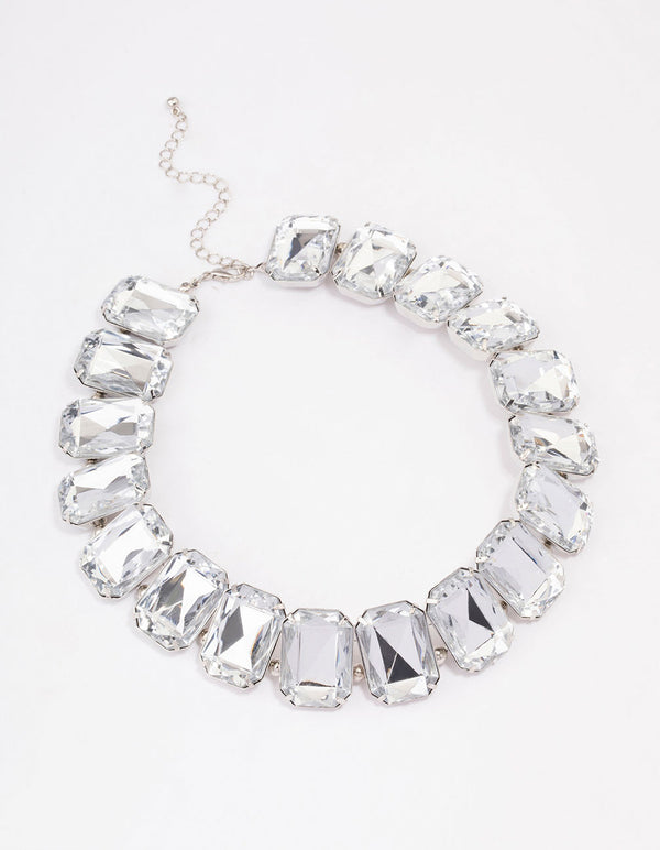 Silver Chunky Diamante Statement Necklace