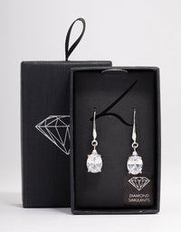 Silver Oval Cubic Zirconia Hook Drop Earrings - link has visual effect only