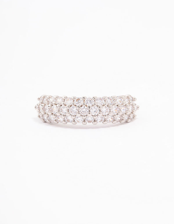 Silver Slim Cubic Zirconia Band Ring