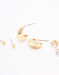 Gold Plated Brass Tapered Hoop Earrings 3-Pack - link has visual effect only