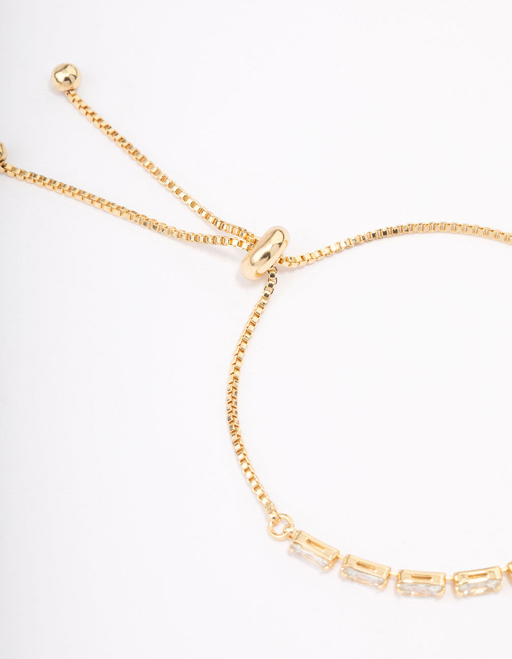 Gold Plated Brass Cubic Zirconia Baguette Bracelet