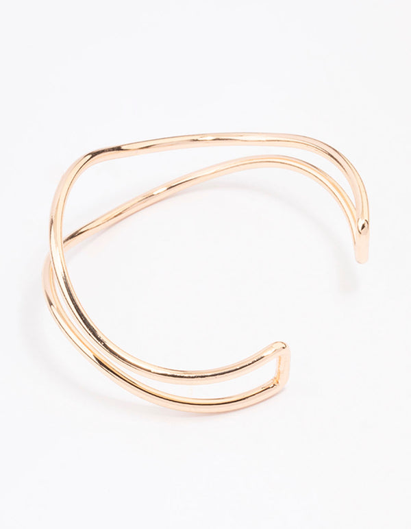 Gold Double Row Organic Wave Bangle