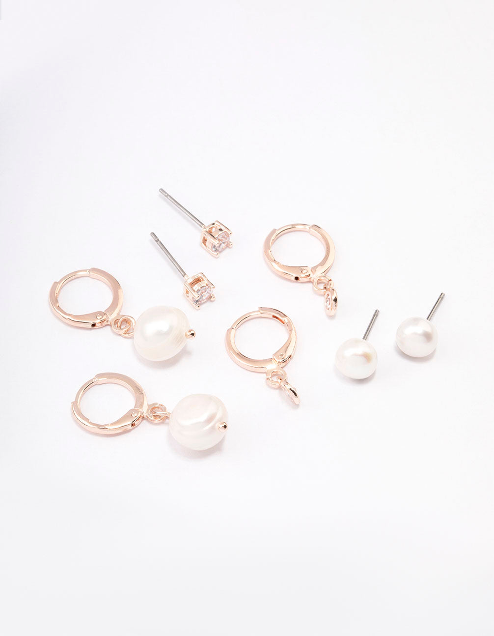 Rose Gold Plated Freshwater Pearl & Cubic Zirconia Earring Pack