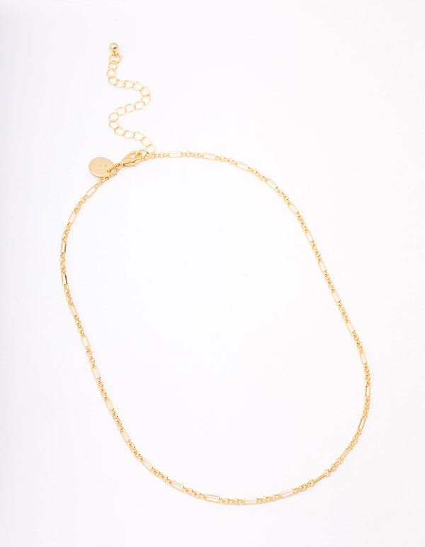 Gold Plated Long & Short Cable Chain Necklace