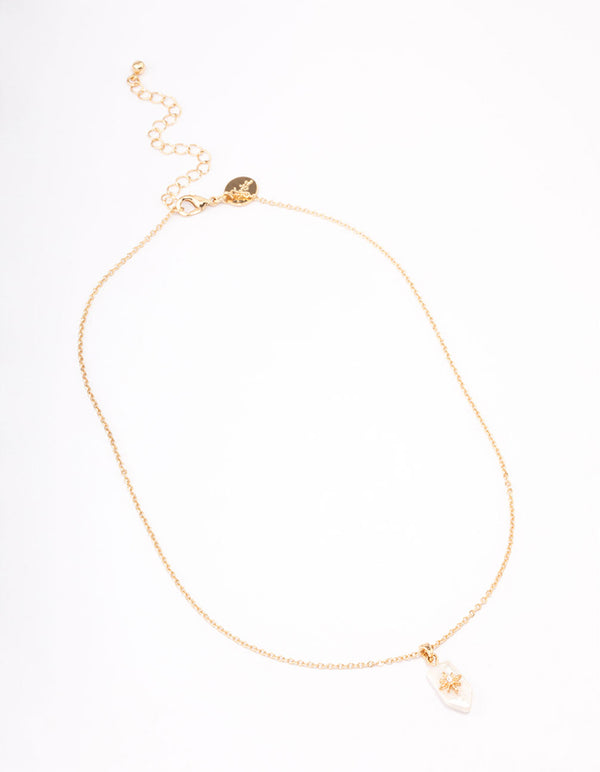 Gold Plated Freshwater Pearl Cubic Zirconia Celestial Necklace