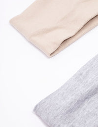 Grey & Beige Stretchy Fabric Headband Pack - link has visual effect only