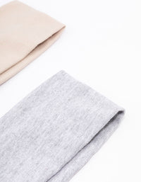 Grey & Beige Stretchy Fabric Headband Pack - link has visual effect only