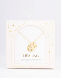 Gold Plated Star Disc & Cubic Zirconia Drop Pendant Necklace - link has visual effect only