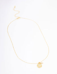 Gold Plated Star Disc & Cubic Zirconia Drop Pendant Necklace - link has visual effect only