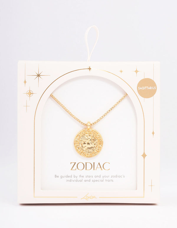 Gold Plated Sagittarius Star Sign Pendant Necklace