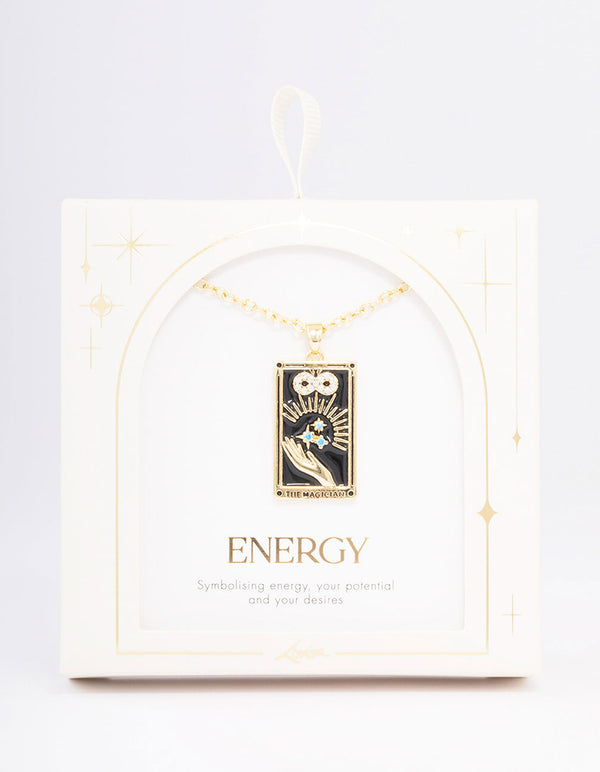 Gold Plated The Magician Tarot Card Pendant Necklace