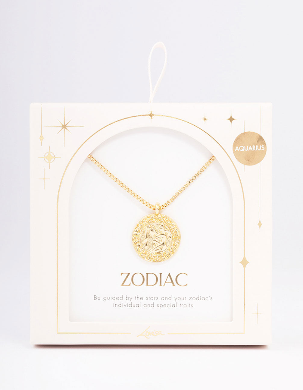 Gold Plated Aquarius Star Sign Pendant Necklace