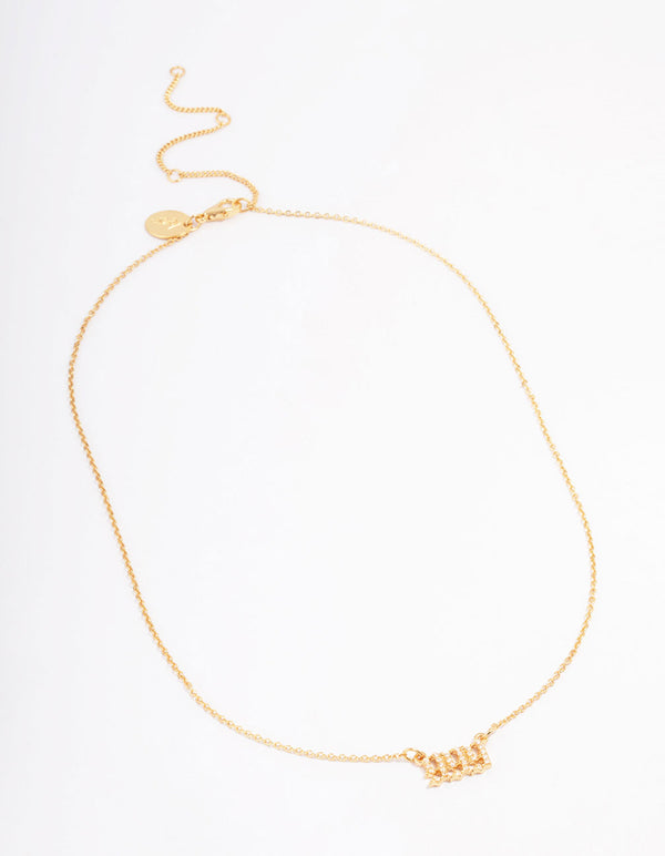 Gold Plated Cubic Zirconia 999 Angel Number Pendant Necklace
