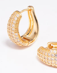 Gold Plated Cubic Zirconia Bold Hoop Earrings - link has visual effect only