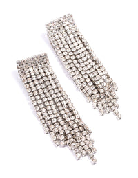 Silver Diamante Cup Chain Drop Earrings - link has visual effect only