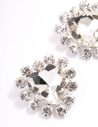 Silver Multi Diamante Heart Stud Earrings - link has visual effect only