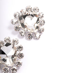 Silver Multi Diamante Heart Stud Earrings - link has visual effect only