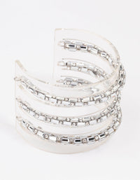 Silver Triple Diamante Row Wrist Cuff - link has visual effect only