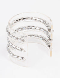 Silver Triple Diamante Row Wrist Cuff - link has visual effect only