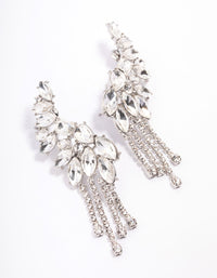 Silver Multi Diamante Cup Chain Ear Cuff - link has visual effect only