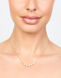 Waterproof Gold Plated Stainless Steel Dainty Pearl & Ball Necklace - link has visual effect only