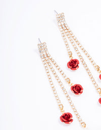 Red Cup Chain Flower Drop Earrings - link has visual effect only