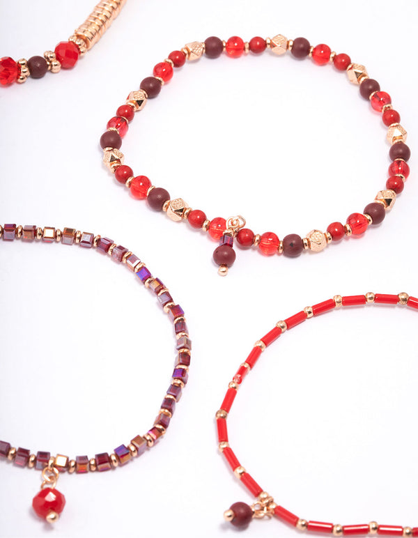 Red Multi Stone Adjustable Bracelet