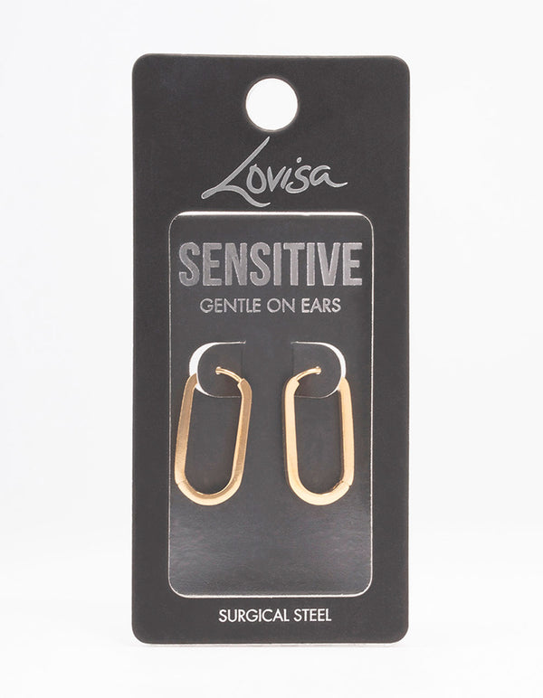 Gold Plated Surgical Steel Large Rectangle Huggie Earrings