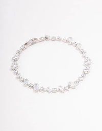 Silver Cubic Zirconia Rectangle & Square Stone Bracelet - link has visual effect only