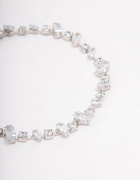 Silver Cubic Zirconia Rectangle & Square Stone Bracelet - link has visual effect only