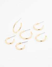 Gold Plated Thin Hoop Earring 3-Pack - link has visual effect only