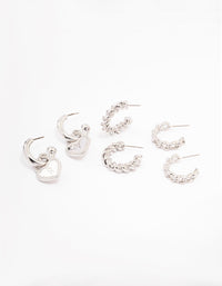 Silver Mixed Hoop Earrings 3-Pack - link has visual effect only