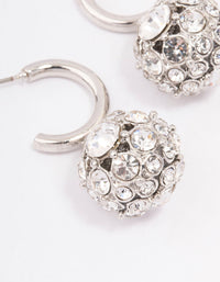 Silver Glamorous Ball Drop Huggie Earrings - link has visual effect only