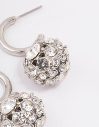 Silver Glamorous Ball Drop Huggie Earrings - link has visual effect only
